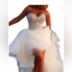 Beach Wedding Dress! Olise Sweetheart Ivory with Pearls - Size 14